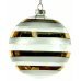 Χριστουγεννιάτικη Γυάλινη Μπάλα Διάφανη, με Λευκές και Χρυσές Ρίγες (10cm)